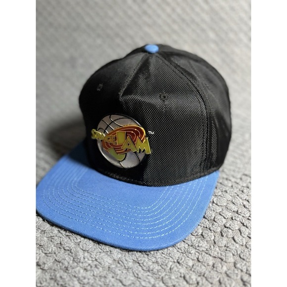 VTG 1996 Space Jam Logo Snapback Hat Warner Bros Black & Blue Flat Bill Cap - Picture 1 of 7